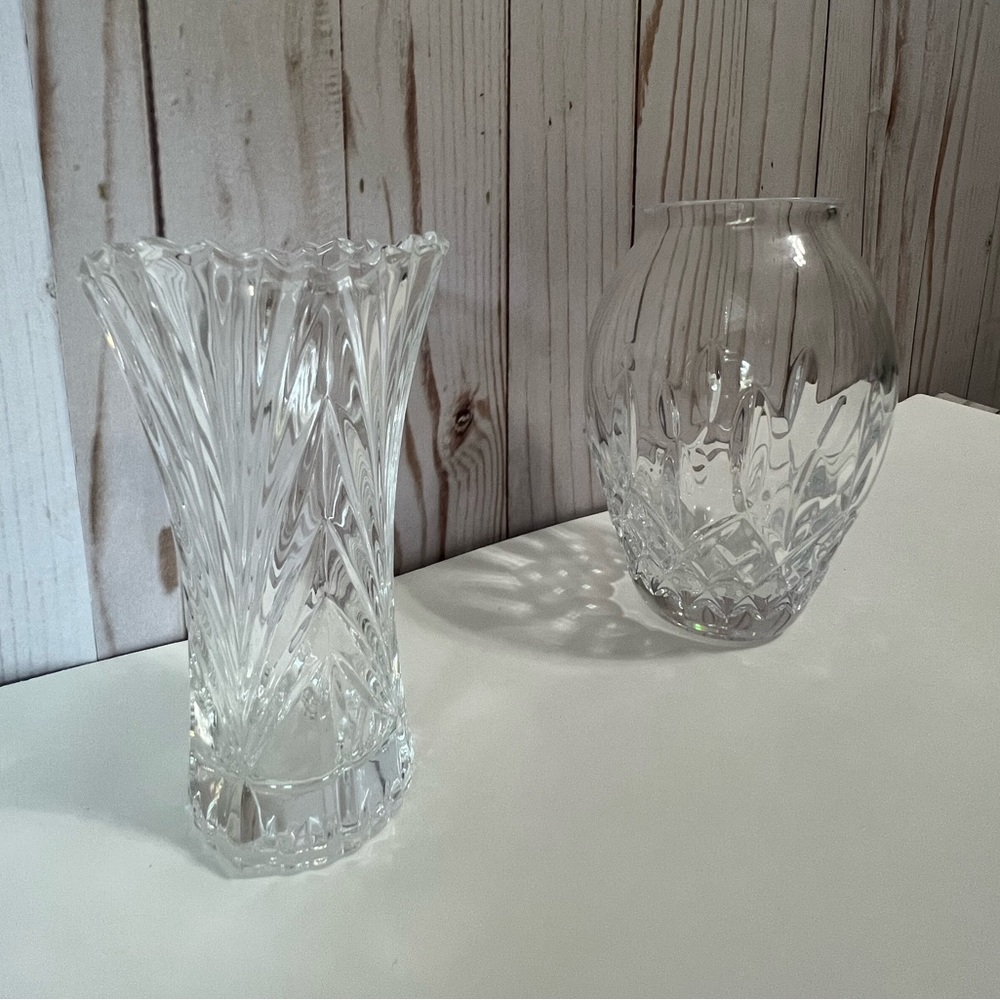 Two Crystal Bud Vases
